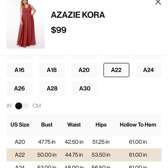 Azazie Kora Bridesmaid Dress, color: Rust, Size: A22 - Picture 2 of 2